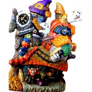 Vintage Halloween Spooky Hollow Lighted Porcelain Train Station in Box Village
